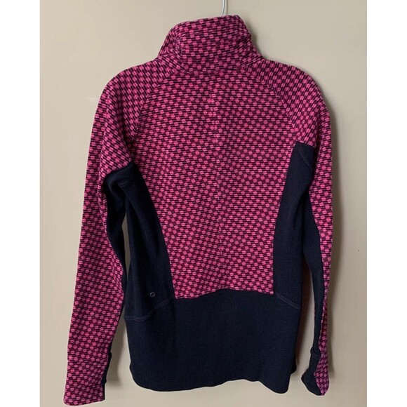 Lululemon Athletic Jacket Sz 6 Pink Black High Neck Full Zip Stretch Pockets B4 - Picture 2 of 5